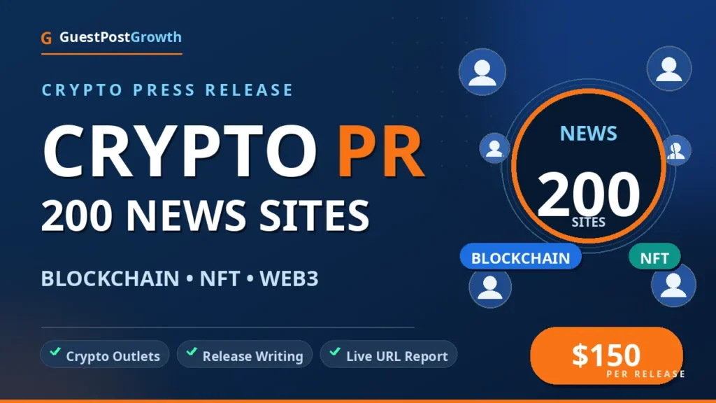 Crypto blockchain NFT press release publishing on 200 news sites — crypto press release distribution service